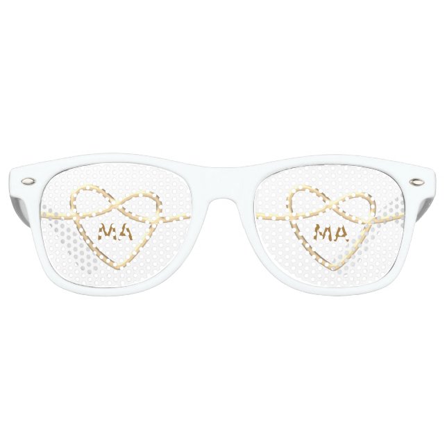Gold Heart Wedding Retro Sunglasses (Front)
