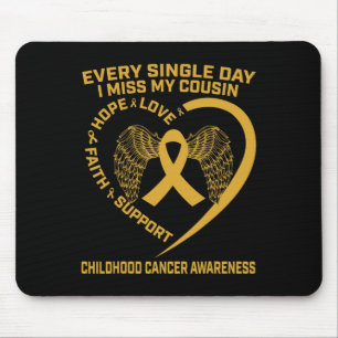 Gold Heart Wings Childhood Cancer Awareness I Miss Mouse Pad