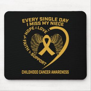 Gold Heart Wings Childhood Cancer Awareness I Miss Mouse Pad