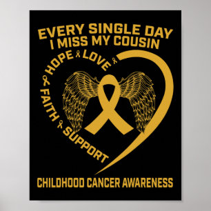 Gold Heart Wings Childhood Cancer Awareness I Miss Poster