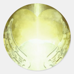 Gold Heart with Angel Wings Template Classic Round Sticker