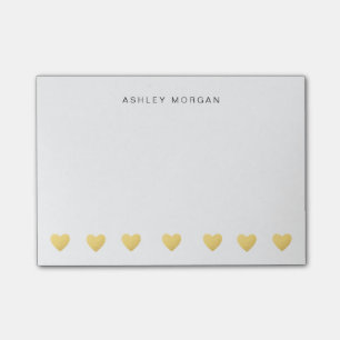 Gold hearts and name Personalised Post-it® Notes