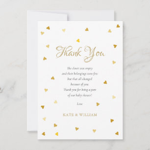 Gold Hearts Baby Shower Thank You Poem