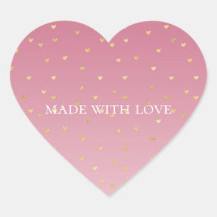 Gold Hearts Blush Pink Ombre Heart Sticker