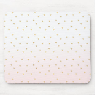 Gold Hearts Blush Pink Ombre Mouse Pad