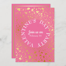 Gold Hearts Circled Modern Valentine Party