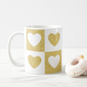 Gold hearts coffee mug