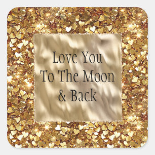 Gold Hearts Confetti Square Sticker