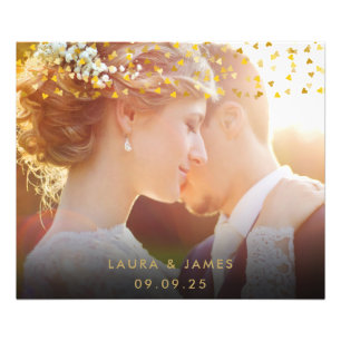 Gold Hearts Confetti Wedding Photo Keepsake