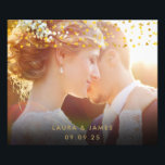 Gold Hearts Confetti Wedding Photo Keepsake Print<br><div class="desc">Customise with your own photo and names. Featuring elegant gold confetti. Designed by Pure Piglet© at www.zazzle.com/purepiglet*.</div>