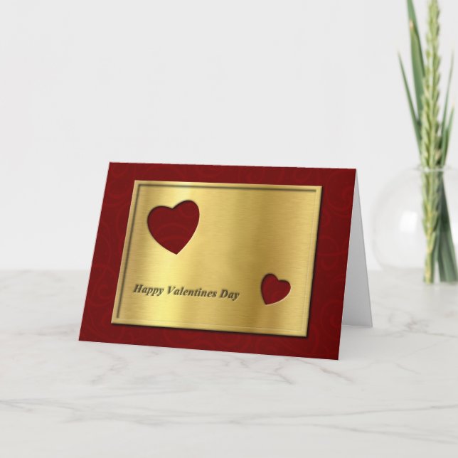 Gold Hearts Cutouts Valentines Day Holiday Card (Front)