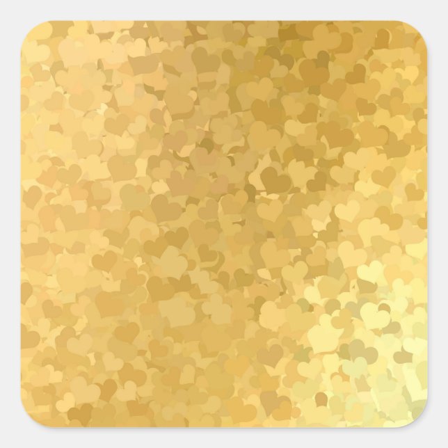 Gold Hearts Elegant Blank Add Your Text Template Square Sticker (Front)