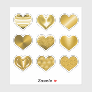 Gold Hearts Faux Metallic Set of 9 Love