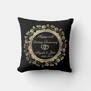 Gold Hearts,Floral Swirls 50th Wedding Anniversary Cushion