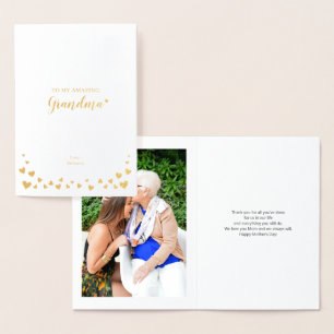 Gold Hearts Grandma Mothers Day Photo Foil Card