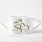 Gold Hearts Newlywed Mug Set