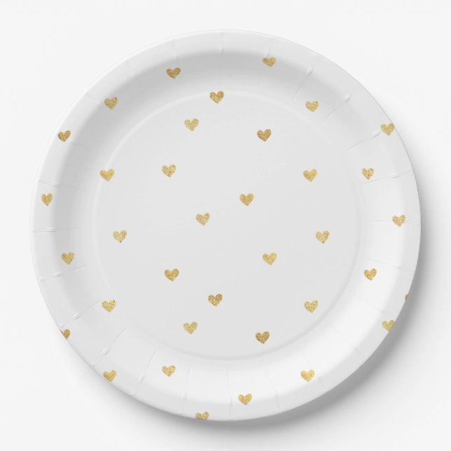 Gold Hearts Paper Plate (Front)