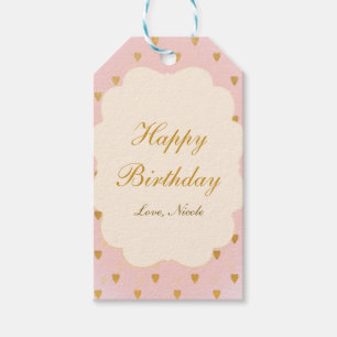 Gold Hearts & Pink Chic Girls Gift Present Tag