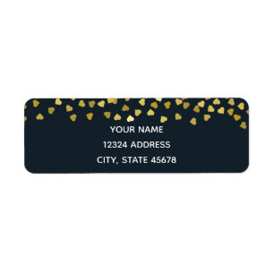 Gold Hearts Return Address Label