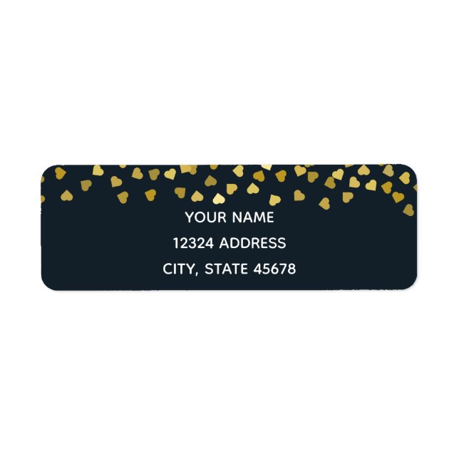 Gold Hearts Return Address Label (Front)
