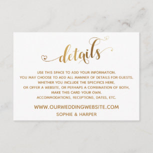 Gold Hearts Script, Diamonds Details on White Enclosure Card