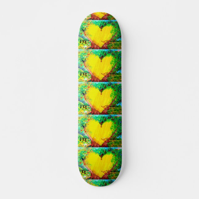 gold hearts skateboard (Front)