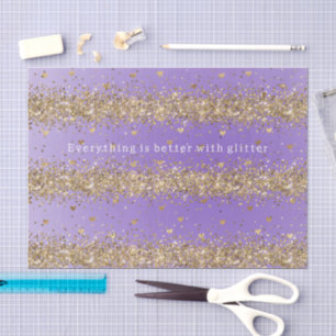 Gold Hearts Sparkle Purple Glitter Birthday Tissue Paper
