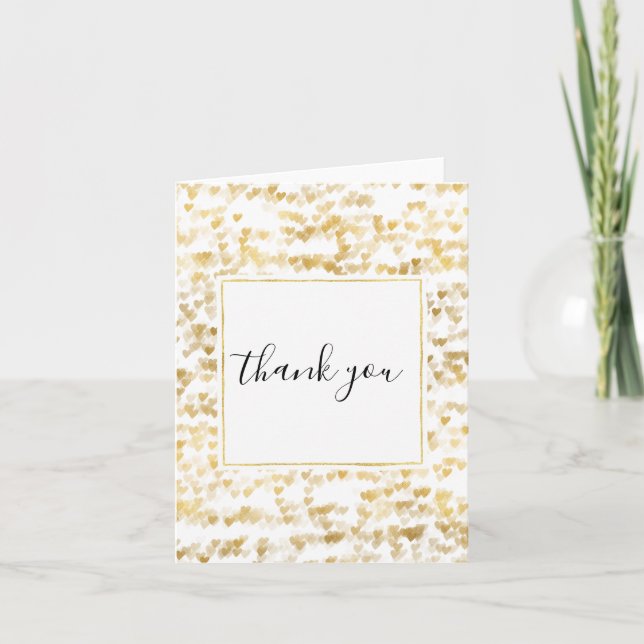 Gold Hearts Thank you Card (Front)