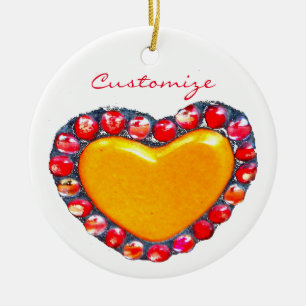 Gold hearts Thunder_Cove Ceramic Ornament