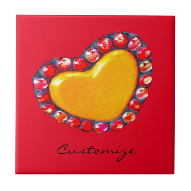 Gold hearts Thunder_Cove Ceramic Tile (Front)