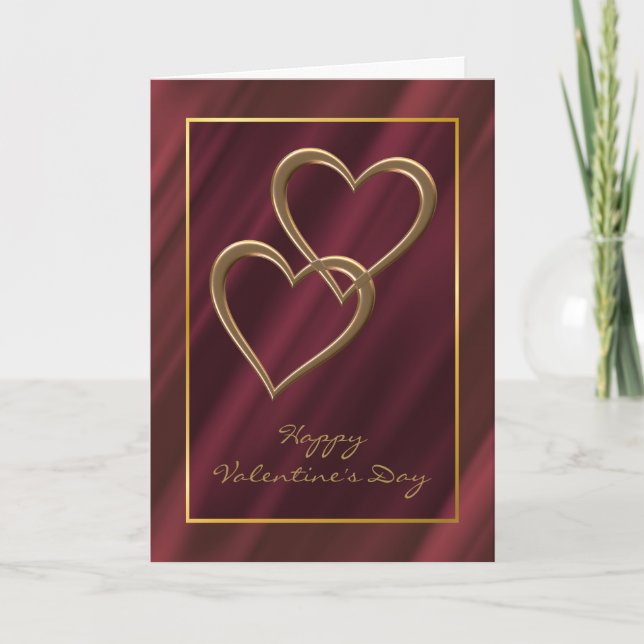 Gold hearts Valentine card (Front)