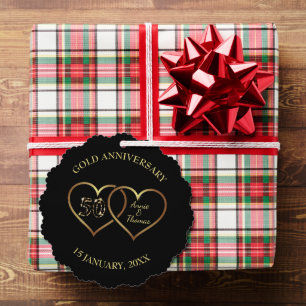 Gold Hearts Wedding Anniversary  Tree Decoration Card
