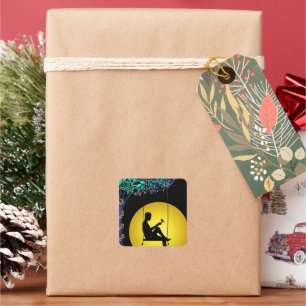 Gold Heavenly Moon Man To The Stars Square Sticker