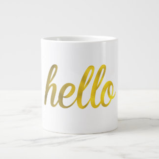 Gold hello typography mug