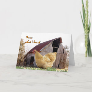 Gold Hen and Old Barn - customise any occasion Card