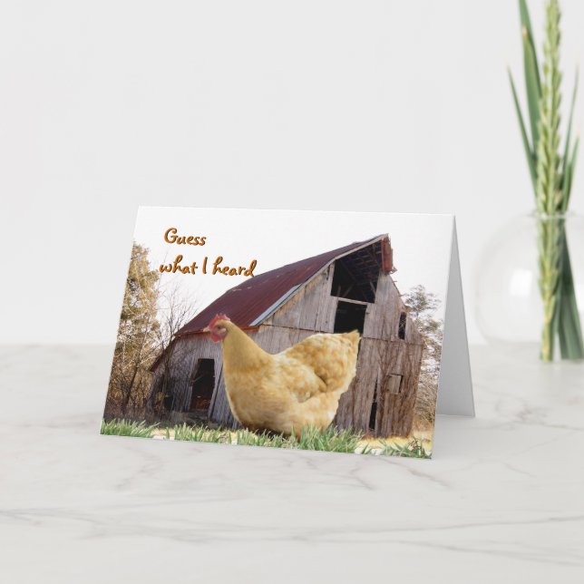 Gold Hen and Old Barn - customise any occasion Card (Front)