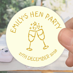 Gold Hen Party Bachelorette Toast Classic Round Sticker