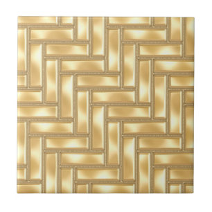 Gold Herringbone Ceramic Tile