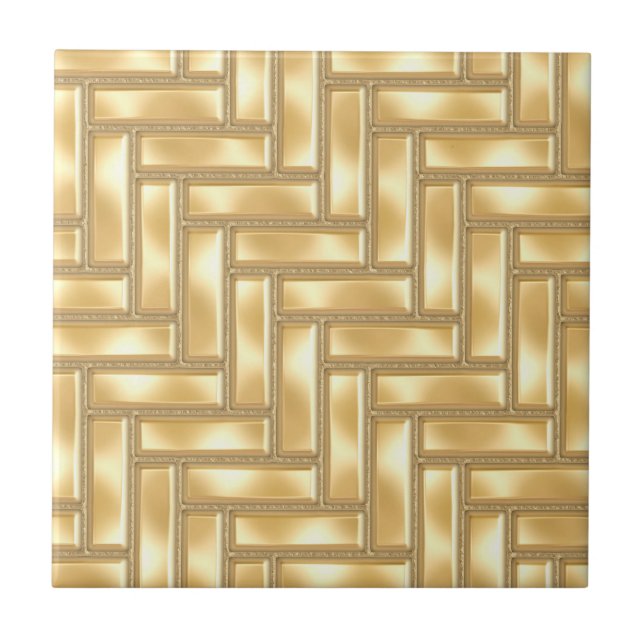 Gold Herringbone Ceramic Tile (Front)