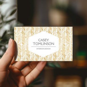GOLD HERRINGBONE / CHEVRON ARTWORK BUSINESS CARD