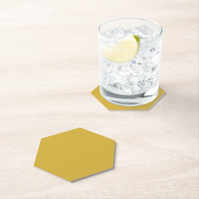 Gold Hexagon Pointed Tip Paper Coaster (Insitu)