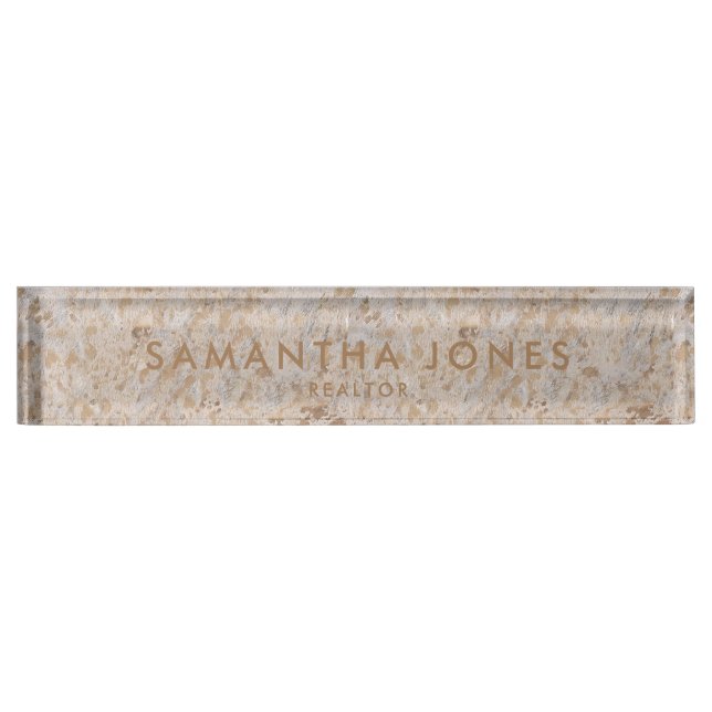 Gold Hide Modern Minimal Realtor Nameplate (Front)
