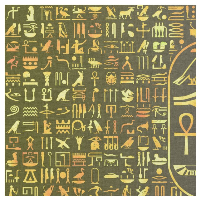 Gold Hieroglyphics Fabric (Close Up)
