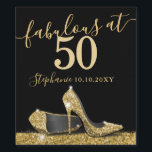 Gold High Heel 50th Fabulous Birthday Sparkling Wi Wine Label<br><div class="desc">Elegant and Chic Modern Gold and Black Happy Birthday Personalised Custom Wine Bottle Party Decor or Favour Labels – Gold High Heel Shoe Fabulous 50th Birthday Party Wine or sparkling wine Bottle Label with personalised name and birthday date features yellow gold faux glitter high heel stiletto shoes on a black...</div>