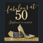 Gold High Heel 50th Fabulous Birthday Sparkling Wi Wine Label<br><div class="desc">Elegant and Chic Modern Gold and Black Happy Birthday Personalised Custom Wine Bottle Party Decor or Favour Labels – Gold High Heel Shoe Fabulous 50th Birthday Party Wine or sparkling wine Bottle Label with personalised name and birthday date features yellow gold faux glitter high heel stiletto shoes on a black...</div>