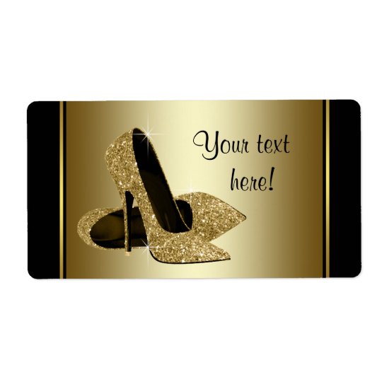 Gold High Heel Shoe Water Bottle Labels