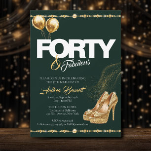 Gold High Heels Elegant 40 & Fabulous Birthday Invitation