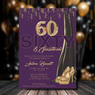 Gold High Heels Elegant 60th Sensational Birthday Invitation