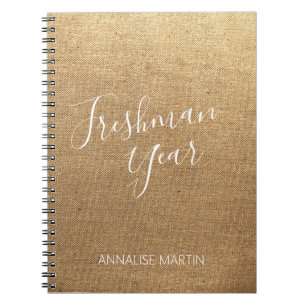 Gold High School Freshman Year Your Name Notebook