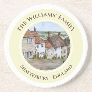 Gold Hill Shaftesbury Dorset England Watercolor Coaster